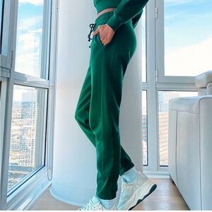 Aritzia TNA Cozy Fleece Boyfriend Fit Sweatpant in Kelp Green, Sz S